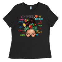 Black Teacher messy bun caucasian Ladies Tee - NancyCooperArtShop