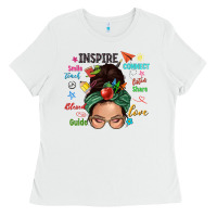 White Teacher messy bun caucasian Ladies Tee - NancyCooperArtShop