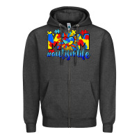 Charcoal Heather Mom Autism life Zipper Hoodie - CowGirlArtShop