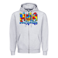 Heather Grey Mom Autism life Zipper Hoodie - CowGirlArtShop