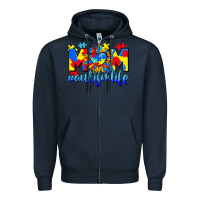 Navy Mom Autism life Zipper Hoodie - CowGirlArtShop