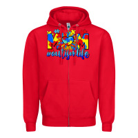 Red Mom Autism life Zipper Hoodie - CowGirlArtShop