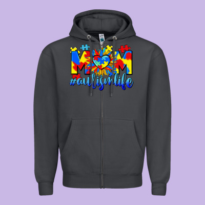 Mom Autism Life Zipper Hoodie Designed By Cowgirlartshop