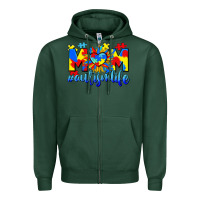 Sports Green Mom Autism life Zipper Hoodie - CowGirlArtShop