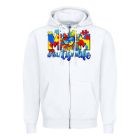 White Mom Autism life Zipper Hoodie - CowGirlArtShop