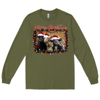 Army Green Merry Christmas Cows Long Sleeve Tee - Bettercallsaul