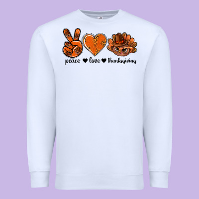 Peace Love Thanksgiving Bbs Premium Sweatshirt Designed By Bundleandbundleshop
