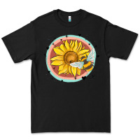 Black bee and sunflower Premium Tee - MaliasSmallBusiness