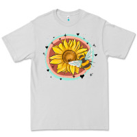 Dove Grey bee and sunflower Premium Tee - MaliasSmallBusiness