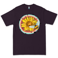 Plum bee and sunflower Premium Tee - MaliasSmallBusiness