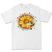 White bee and sunflower Premium Tee - MaliasSmallBusiness
