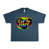 Midnight Navy stop the hate pride lgbtq heart Urban Heavy Tee - LillyAllenDesigns