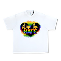 White stop the hate pride lgbtq heart Urban Heavy Tee - LillyAllenDesigns