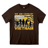 Chocolate Brown 1st air cavalry vietnam veteran Heavy Core Tee - Jasminsmagicworld