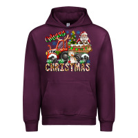 Mauve Wine Merry Christmas  tractor Urban Hoodie - CowhideDigitalArt