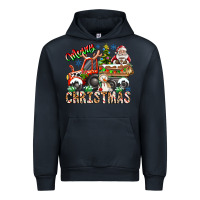Navy Merry Christmas  tractor Urban Hoodie - CowhideDigitalArt