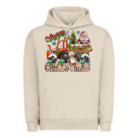 Pigment French Oak Merry Christmas  tractor Urban Hoodie - CowhideDigitalArt