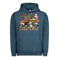 Pigment Midnight Navy Merry Christmas  tractor Urban Hoodie - CowhideDigitalArt