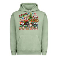 Pigment Oil Green Merry Christmas  tractor Urban Hoodie - CowhideDigitalArt