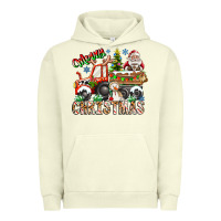 Pigment Pistachio Merry Christmas  tractor Urban Hoodie - CowhideDigitalArt