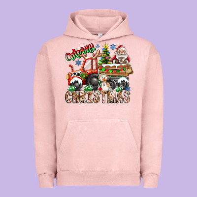 Merry Christmas  Tractor Urban Hoodie Designed By Cowhidedigitalart