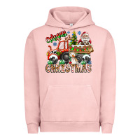 Pigment Salmon Merry Christmas  tractor Urban Hoodie - CowhideDigitalArt