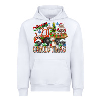 White Merry Christmas  tractor Urban Hoodie - CowhideDigitalArt