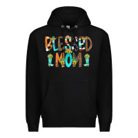 Black Blessed Mom Premium Hoodie - CowCowDesign