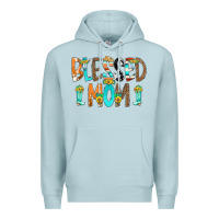 Blue Mist Blessed Mom Premium Hoodie - CowCowDesign
