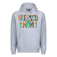 Heather Grey Blessed Mom Premium Hoodie - CowCowDesign
