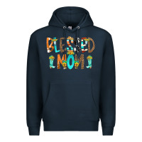 Navy Blessed Mom Premium Hoodie - CowCowDesign
