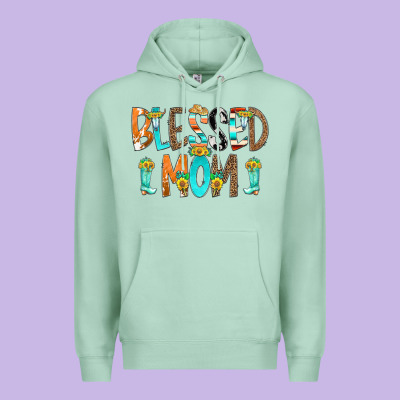 Blessed Mom Premium Hoodie Designed By Cowcowdesign