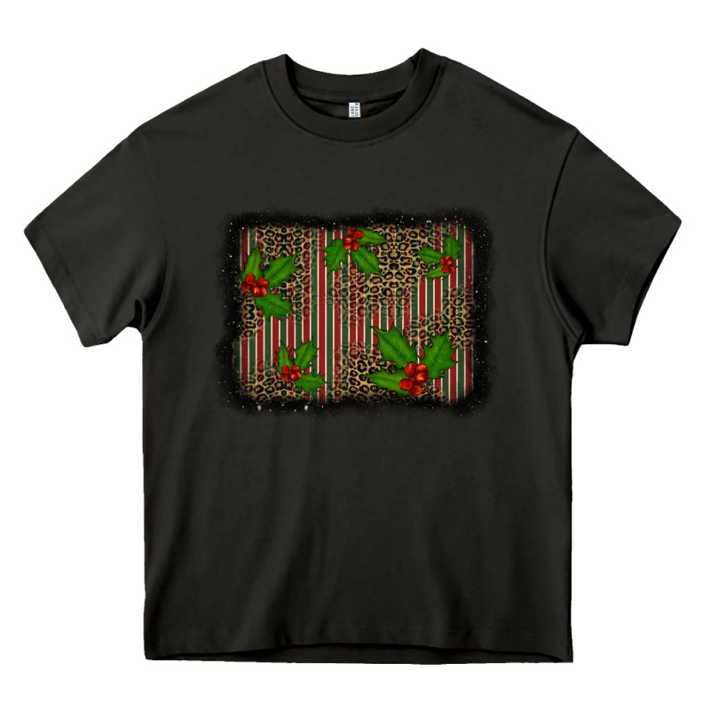 Christmas Plaid Leopard Mistletoe Background Heavy Core Tee by BarkalooDesign | Teevron