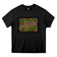 Black christmas plaid leopard mistletoe background Heavy Core Tee - BarkalooDesign