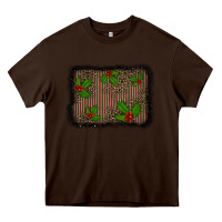 Chocolate Brown christmas plaid leopard mistletoe background Heavy Core Tee - BarkalooDesign