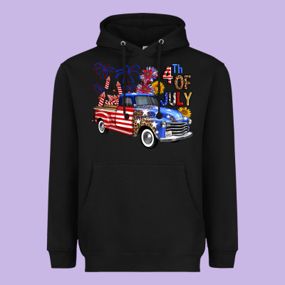 Western Truck Fourth Of July America Heavyweight Hoodie Designed By Fadigitalartstudio