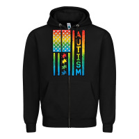 Black Autism American Flag Zipper Hoodie - CowGirlArtShop