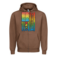 Chestnut Autism American Flag Zipper Hoodie - CowGirlArtShop