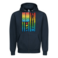 Navy Autism American Flag Zipper Hoodie - CowGirlArtShop