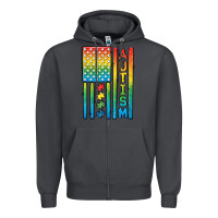 Smoke Autism American Flag Zipper Hoodie - CowGirlArtShop