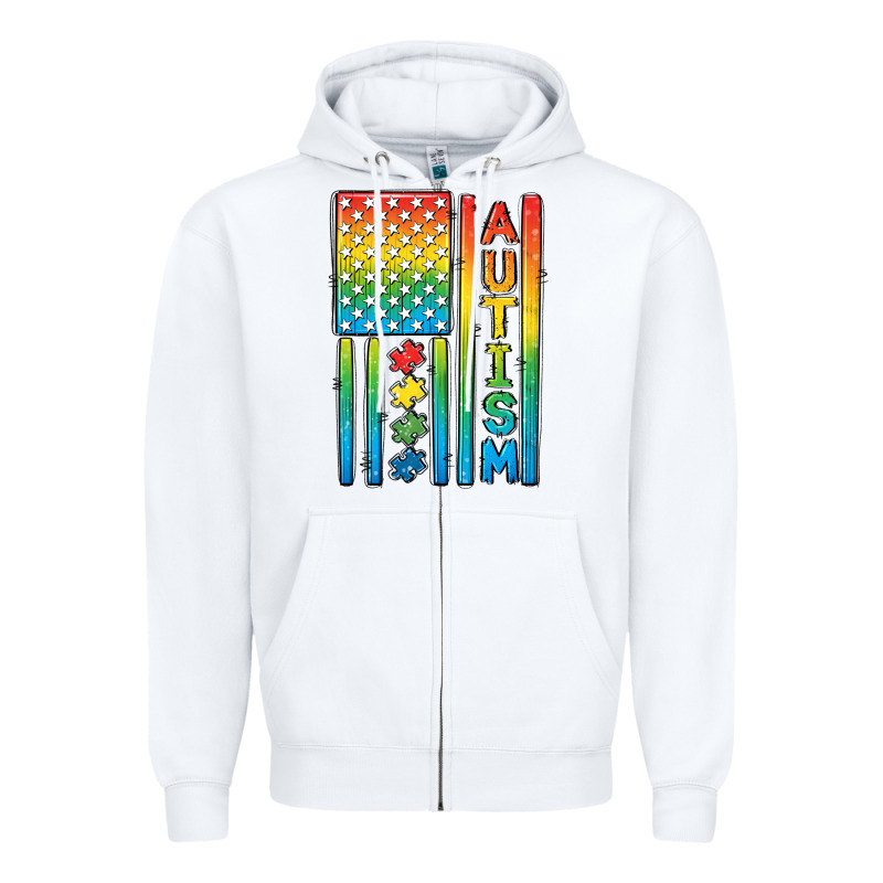 Autism American Flag Zipper Hoodie by CowGirlArtShop | Teevron