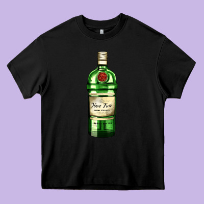 Have Fun Gin Bottle Heavy Core Tee Designed By Adodesignshop