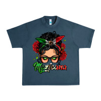 Midnight Navy mexicana woman messy bun Urban Heavy Tee - LillyAllenDesigns