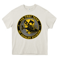 Cream the first team 1st cavalry division Heavy Core Tee - Jasminsmagicworld