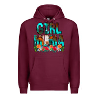 Burgundy Girl Mama Flowers Cow Premium Hoodie - CowCowDesign
