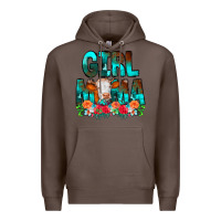 Coffee Girl Mama Flowers Cow Premium Hoodie - CowCowDesign