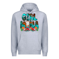 Heather Grey Girl Mama Flowers Cow Premium Hoodie - CowCowDesign