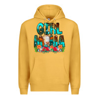 Mustard Girl Mama Flowers Cow Premium Hoodie - CowCowDesign