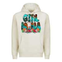 Oatmeal Heather Girl Mama Flowers Cow Premium Hoodie - CowCowDesign