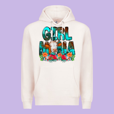 Girl Mama Flowers Cow Premium Hoodie Designed By Cowcowdesign